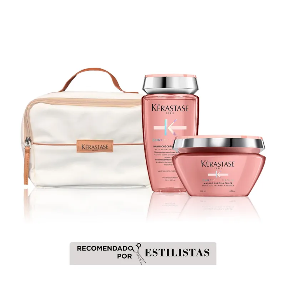 Kit Chroma Absolu Kérastase | Shampoo + Mascarilla + Cosmetiquera de Regalo