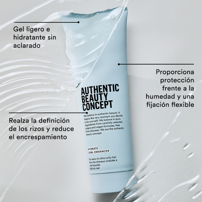 Authentic Beauty Concept Hydrate Curl Enhancer – Crema 250ml | Definición e Hidratación Vegana para Cabello Rizado o Ondulado