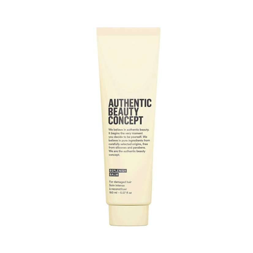 Authentic Beauty Concept Replenish Balm 150ml – Bálsamo termoprotector y reparador vegano para cabello dañado con extracto de arce y nuez de pecán.