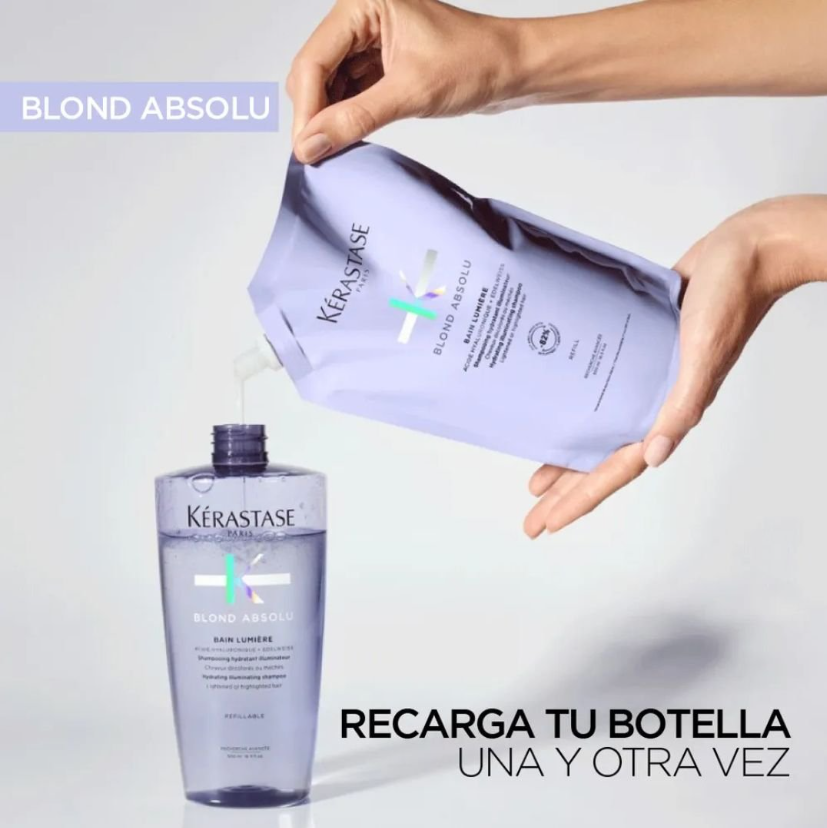 Kérastase Blond Absolu | Bain Lumière Recarga 500ml Hidratación y Luminosidad para Cabello Rubio