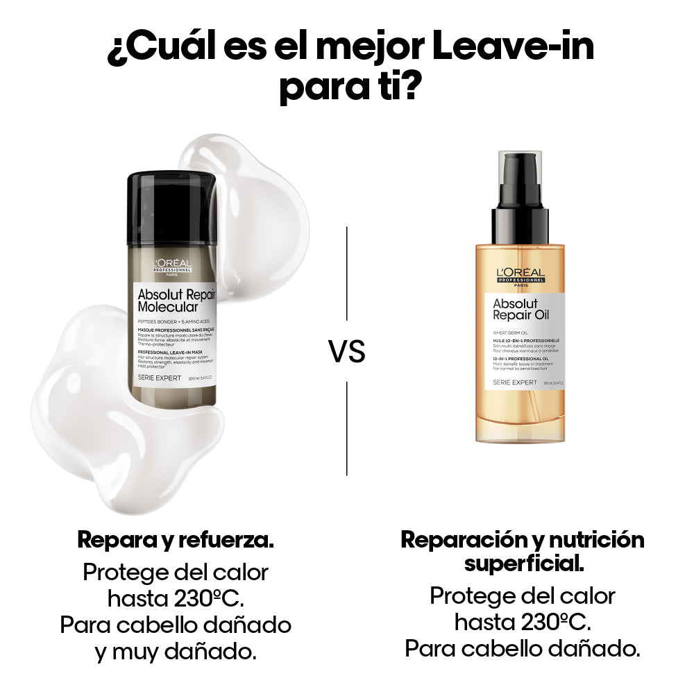 L’Oréal Professionnel Absolut Repair Molecular Leave-in Termoprotector 100ml – Reparación y protección térmica para cabello y pelo muy dañado. -tatan peluqueria colombia