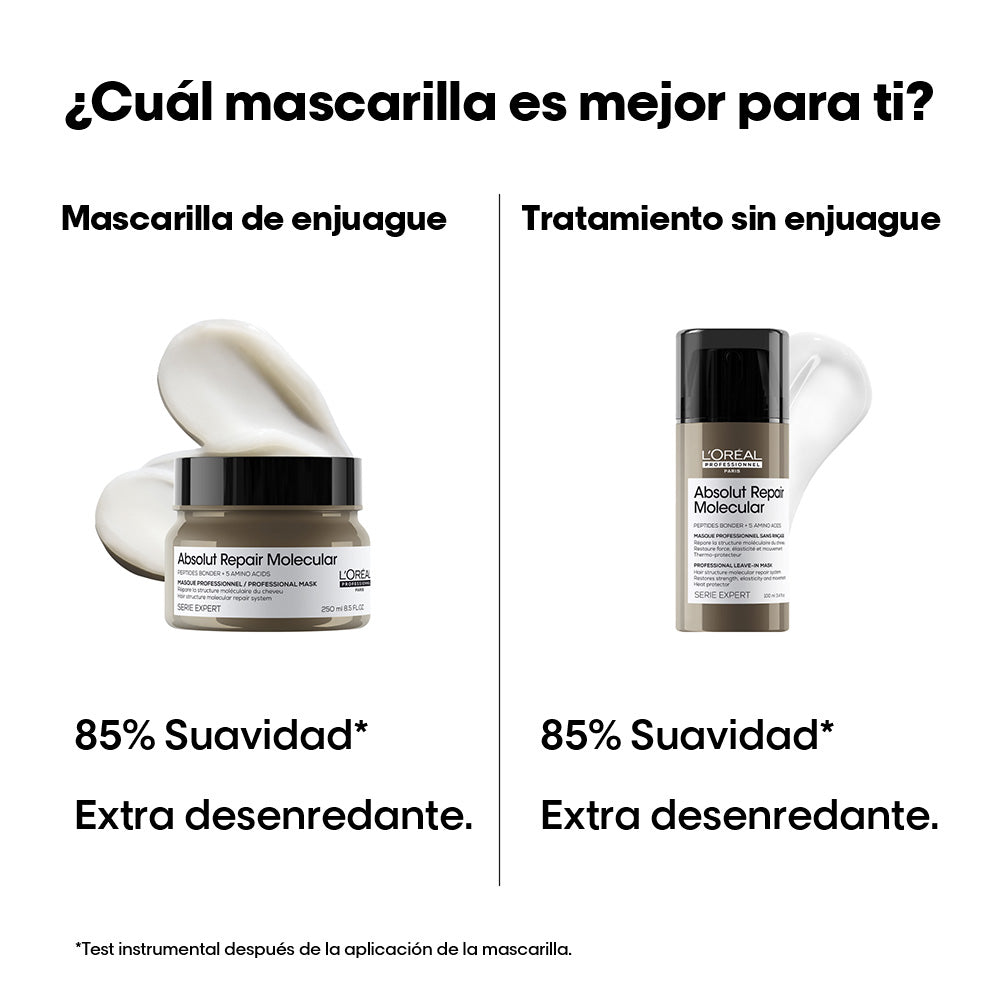 L’Oréal Professionnel Absolut Repair Molecular Mascarilla 250ml – Tratamiento reparador intenso para cabello y pelo muy dañado.