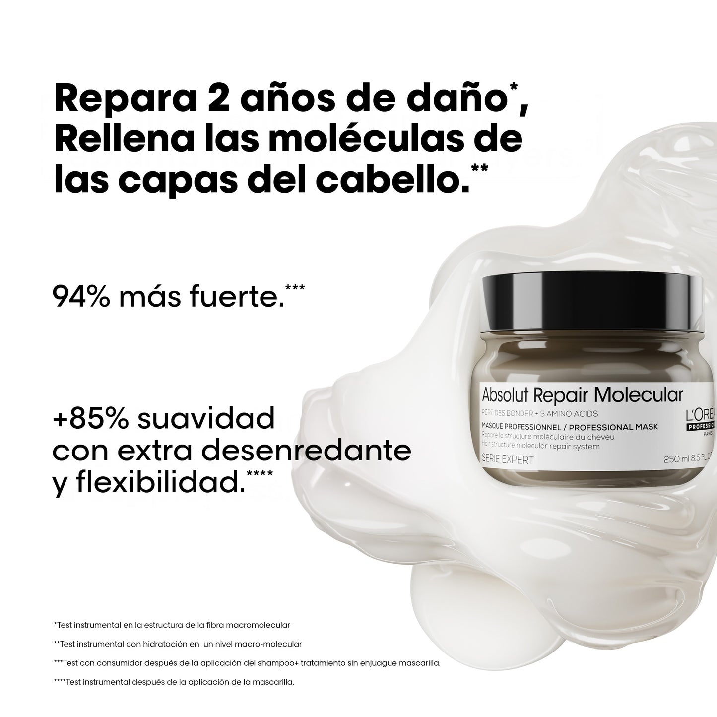 L’Oréal Professionnel Absolut Repair Molecular Mascarilla 250ml – Tratamiento reparador intenso para cabello y pelo muy dañado.