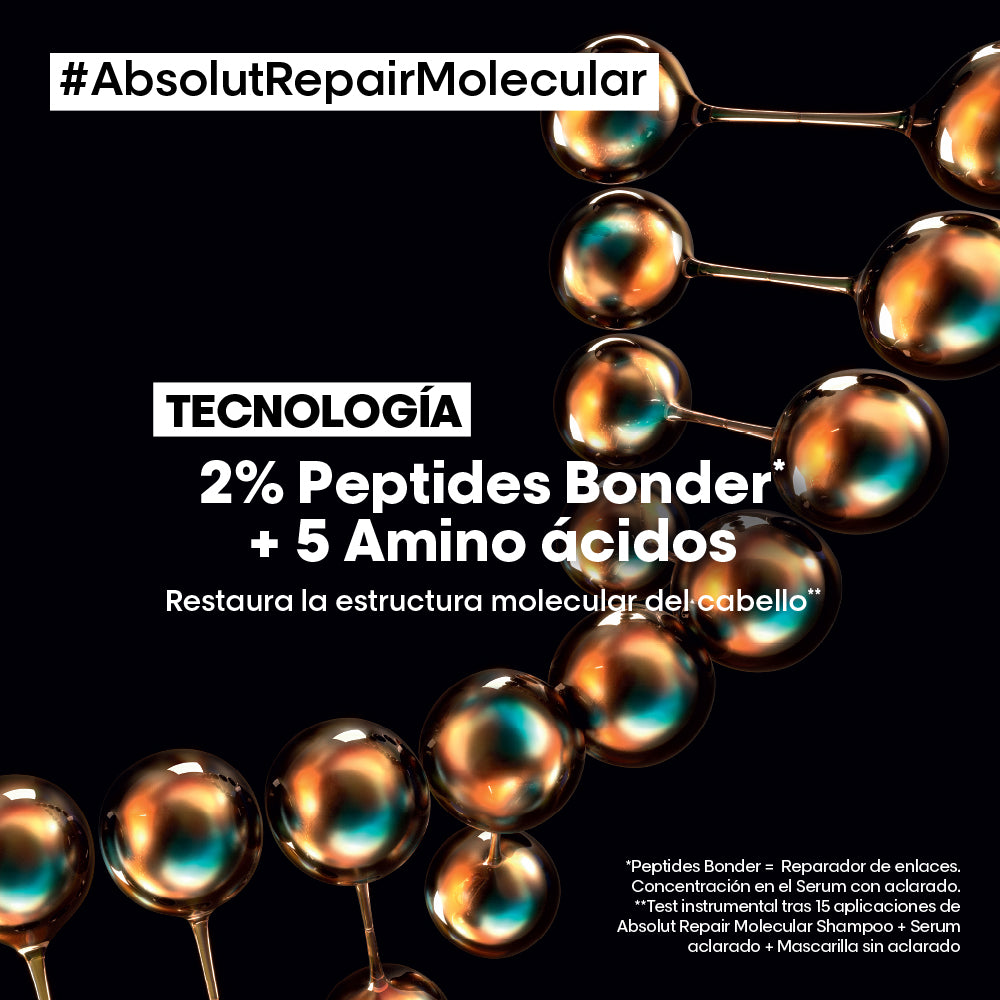 L’Oréal Professionnel Absolut Repair Molecular Shampoo 500ml – Reparación profunda y fuerza para cabello y pelo muy dañado.