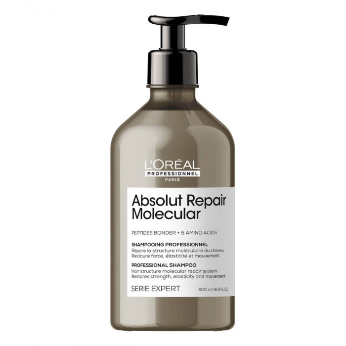 L’Oréal Professionnel Absolut Repair Molecular Shampoo 500ml – Reparación profunda y fuerza para cabello y pelo muy dañado.