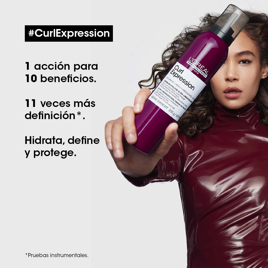 L’Oréal Professionnel Curl Expression Espuma en Crema 10 en 1 – Multi-beneficios de hidratación, definición y control para cabello y pelo rizado u ondulado.