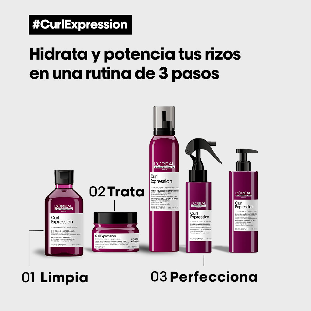 L’Oréal Professionnel Curl Expression Espuma en Crema 10 en 1 – Multi-beneficios de hidratación, definición y control para cabello y pelo rizado u ondulado.