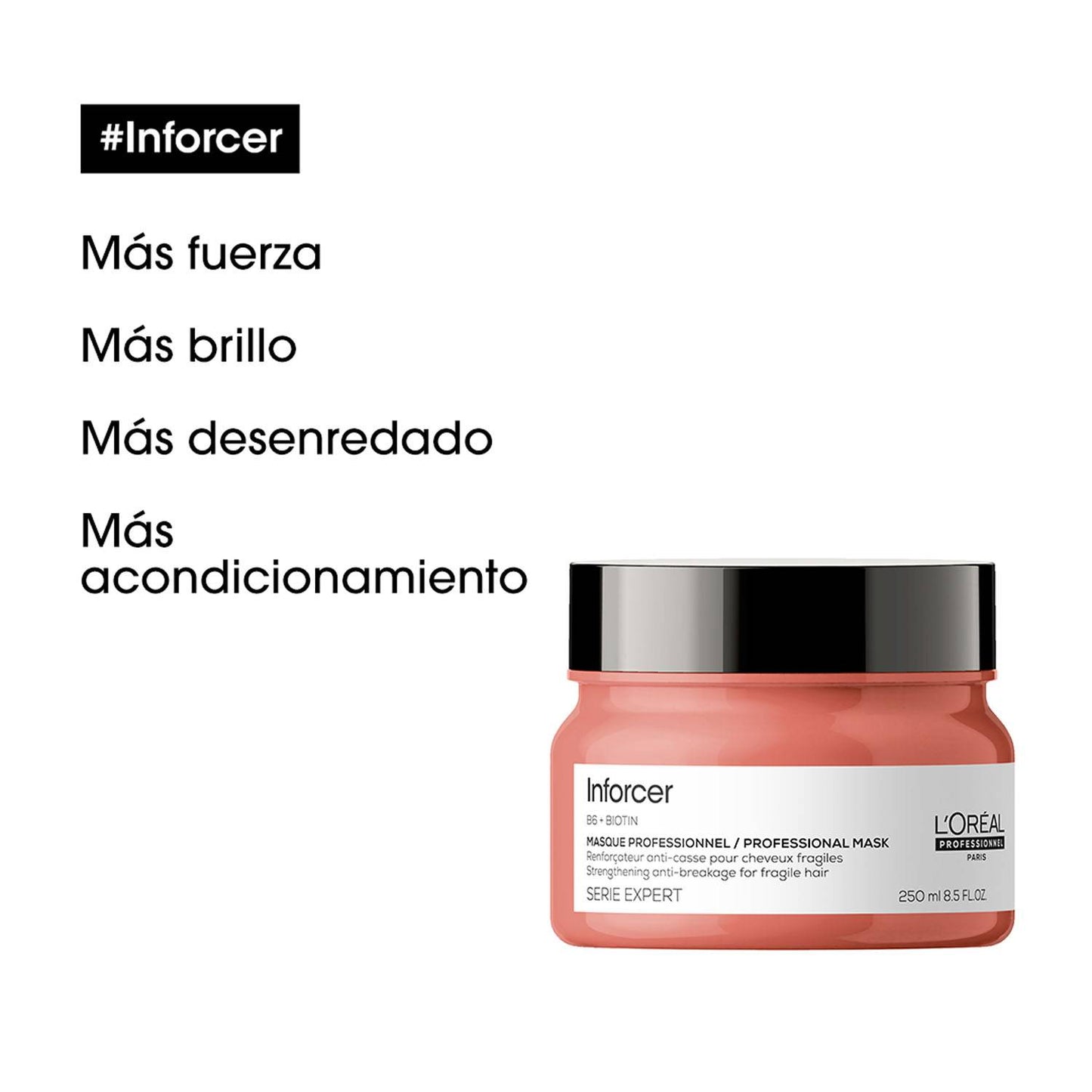 L’Oréal Professionnel Inforcer Mascarilla – Tratamiento fortalecedor anti-rotura para cabello y pelo débil.