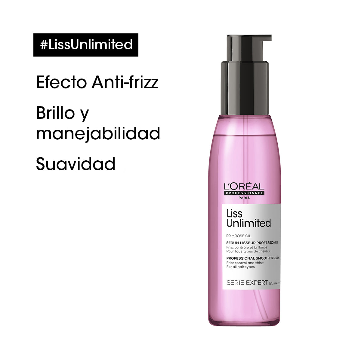L’Oréal Professionnel Liss Unlimited Sérum 125ml – Control antifrizz y protección antihumedad para cabello rebelde.