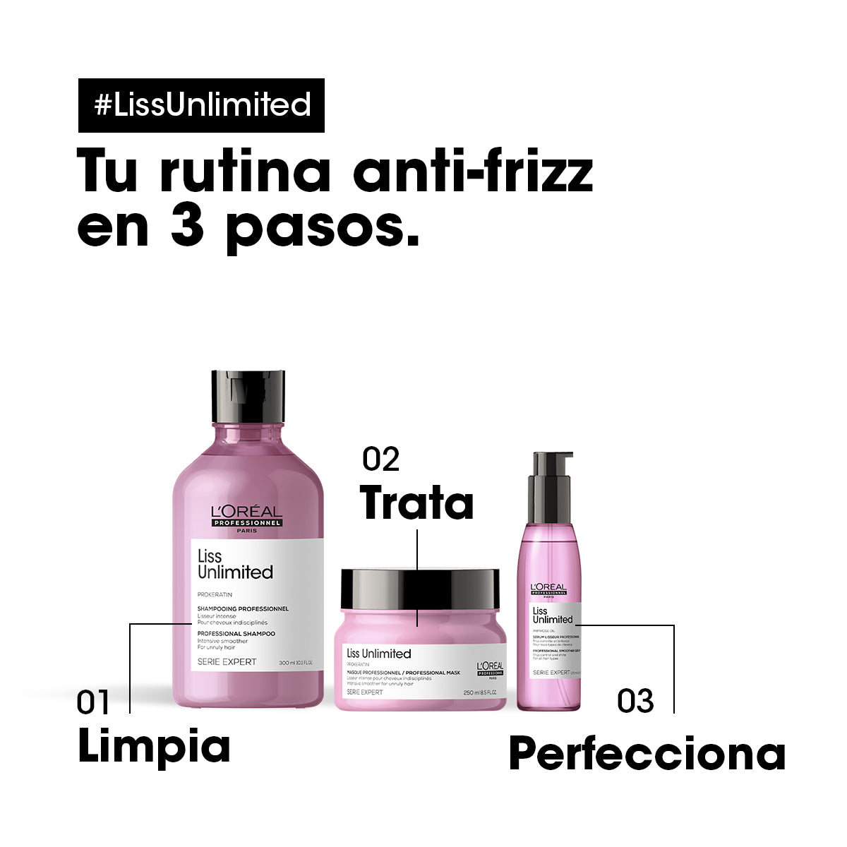 L’Oréal Professionnel Liss Unlimited Shampoo 300ml – Control antifrizz y suavidad para cabello rebelde, encrespado y pelo difícil de manejar.