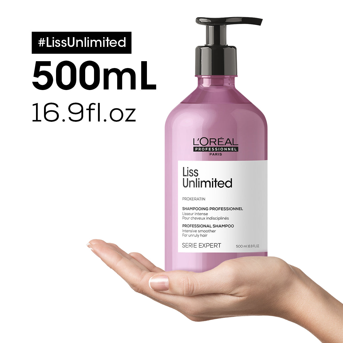 L’Oréal Professionnel Liss Unlimited Shampoo 500ml – Control antifrizz y suavidad de larga duración para cabello rebelde.