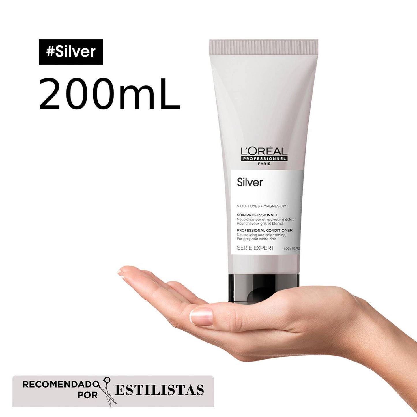 L’Oréal Professionnel Silver | Acondicionador 200ml Suavidad, Nutrición y Brillo para Cabello Gris o Rubio