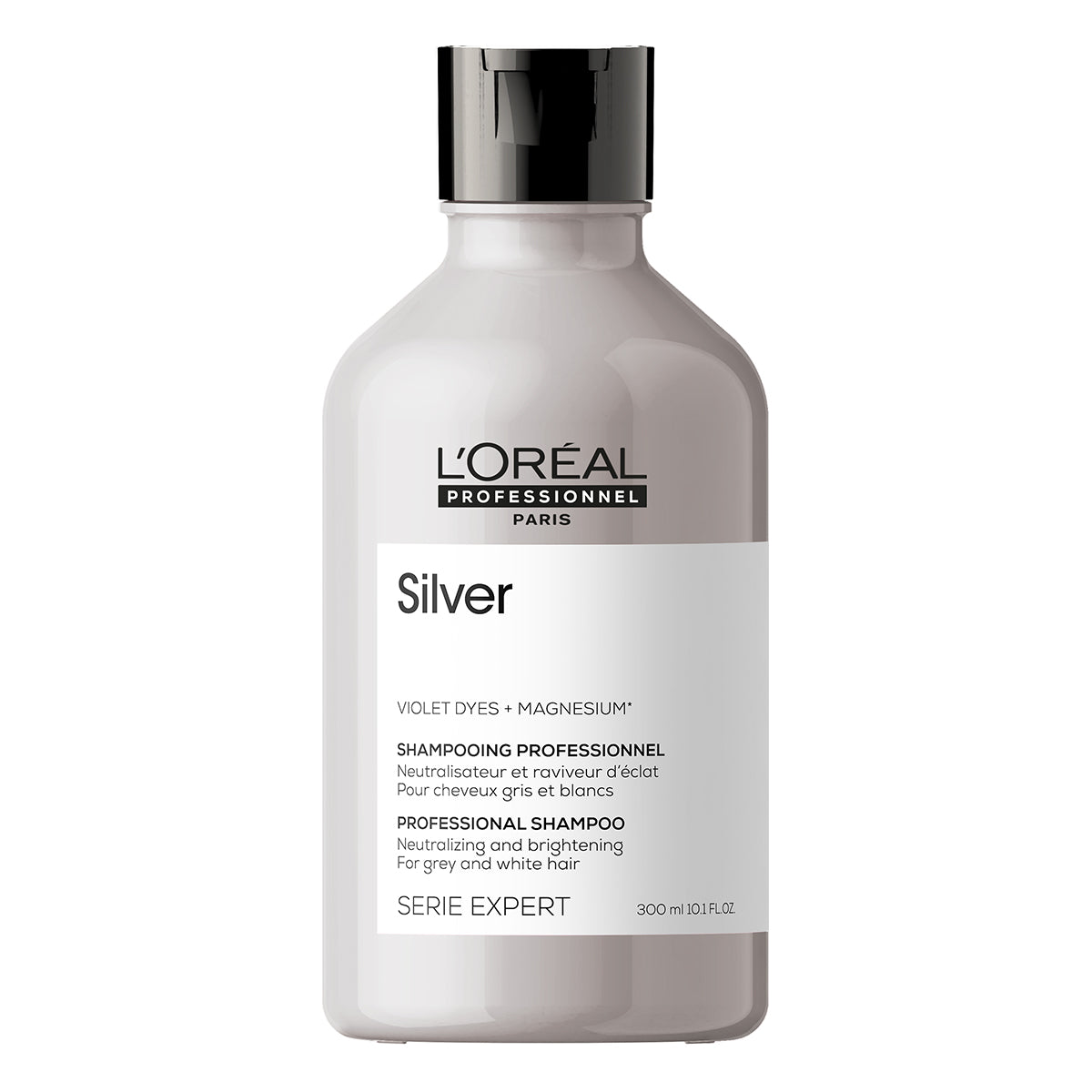 L’Oréal Professionnel Silver | Shampoo 300ml Neutralización de Reflejos Amarillos y Brillo para Cabello Gris o Rubio