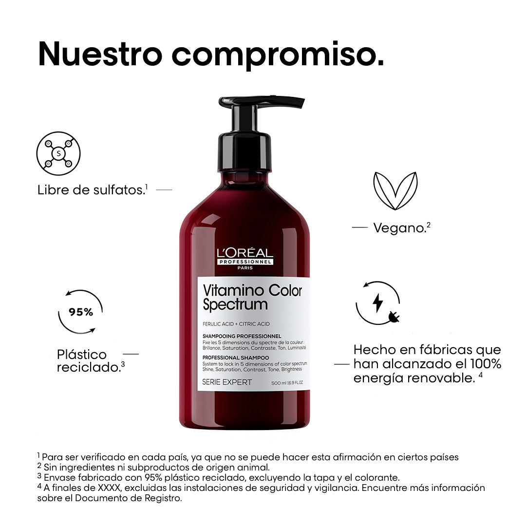 L’Oréal Professionnel Vitamino Color Spectrum | Shampoo 500ml Protección Antioxidante y Brillo Prolongado del Color