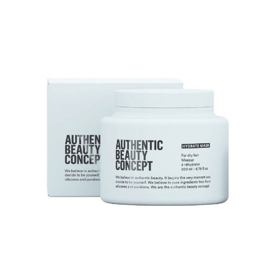 Authentic Beauty Concept Hydrate Mask 200ml – Mascarilla vegana hidratante y nutritiva con extracto de mango y albahaca para cabello seco.