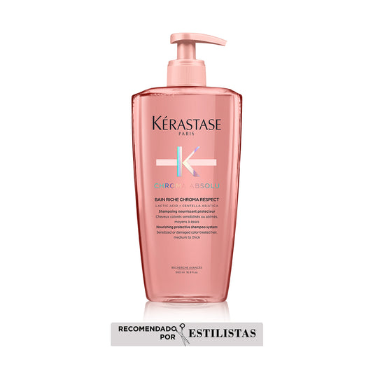 Kérastase Chroma Absolu – Bain Riche Chroma Respect 500ml | Shampoo Nutritivo Protector para Cabello Teñido y Sensibilizado