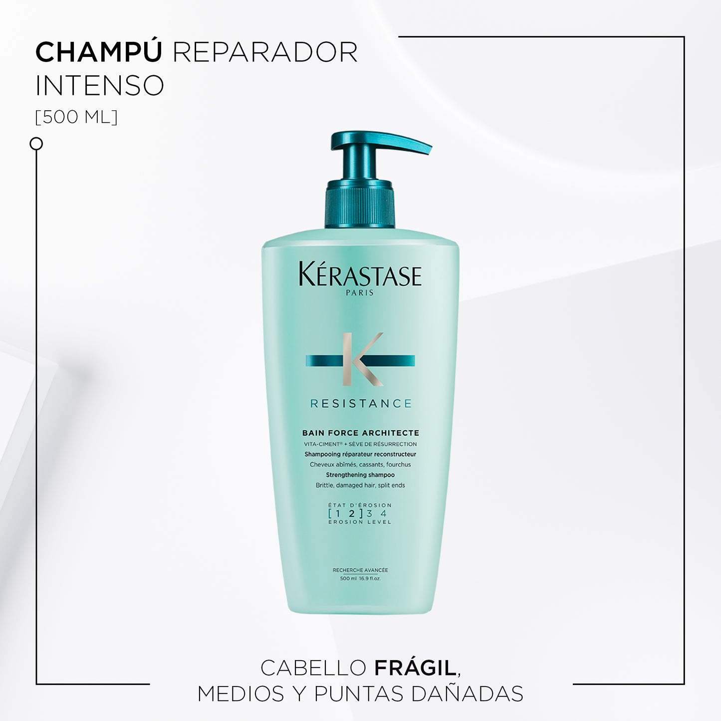 Kérastase Résistance – Bain Force Architecte 500ml | Shampoo Reparador para Cabello Dañado