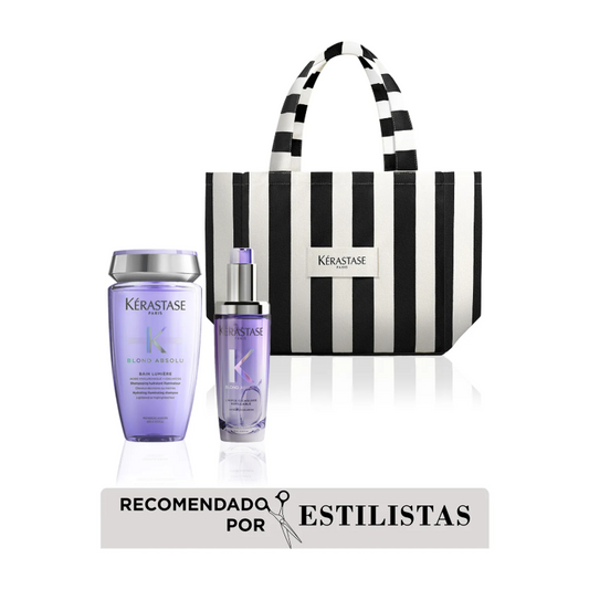 Kit Blond Absolu Kérastase Summer | Bain Lumière 250ml + Aceite L’Huile Cicagloss 75ml + Tote Bag Edición Black & White