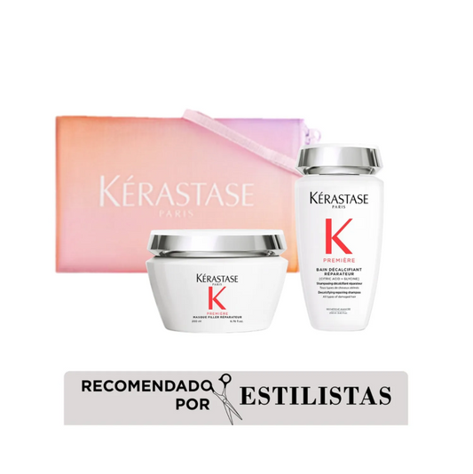 Kit Kérastase Première | Shampoo Bain Décalcifiant Réparateur 250ml + Mascarilla Filler Réparateur 200ml + Cosmetiquera Edición Especial