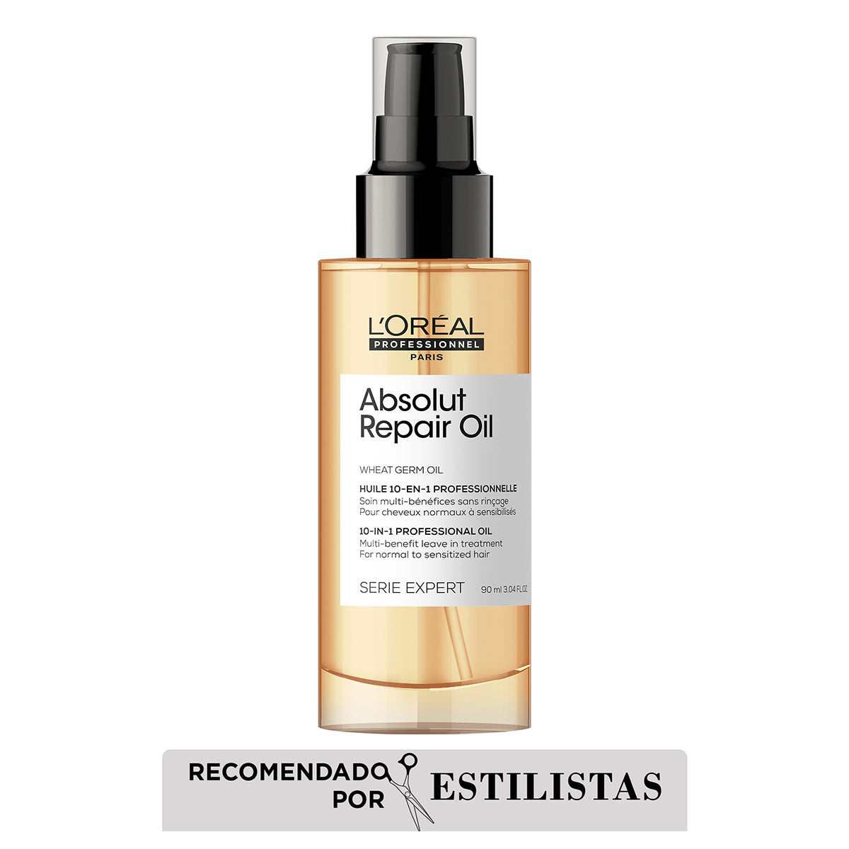 L’Oréal Professionnel Absolut Repair Aceite 10 en 1 Multi-Beneficios 90ml – Reparación, nutrición y protección para cabello y pelo dañado.