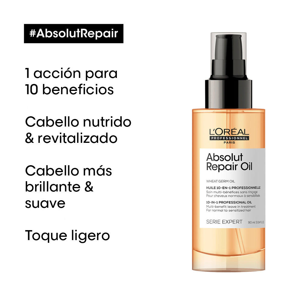 L’Oréal Professionnel Absolut Repair – Aceite 10 en 1 Multi-Beneficios 90ml | Cabello Dañado