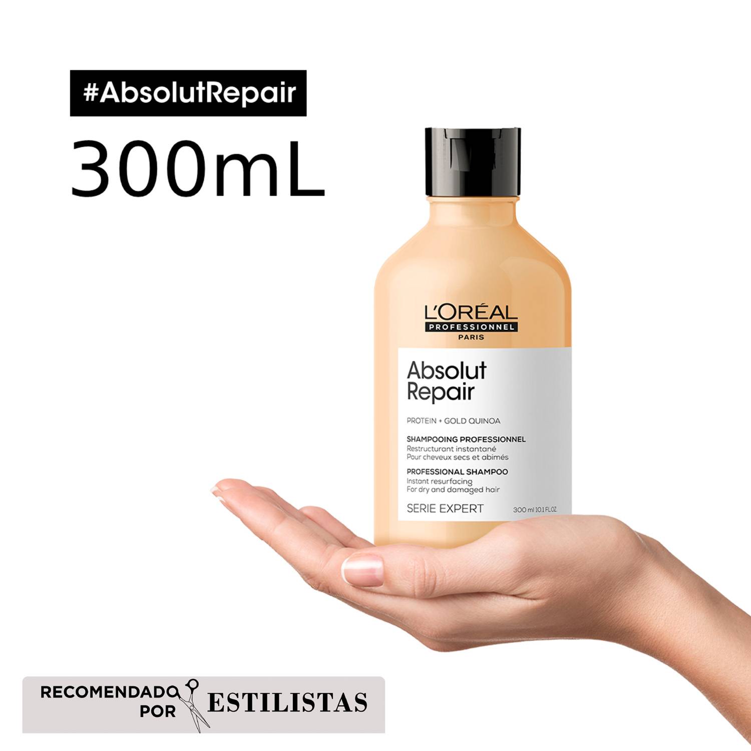 L’Oréal Professionnel Absolut Repair Kit Shampoo 300ml + Mascarilla 250ml – Tratamiento reparador y nutritivo para cabello y pelo dañado.
