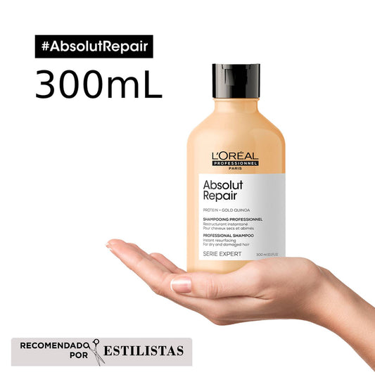 L’Oréal Professionnel Absolut Repair Kit Shampoo 300ml + Mascarilla 250ml – Tratamiento reparador y nutritivo para cabello y pelo dañado.