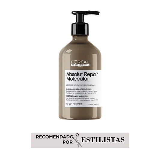 L’Oréal Professionnel Absolut Repair Molecular Shampoo 500ml – Reparación profunda y fuerza para cabello y pelo muy dañado.