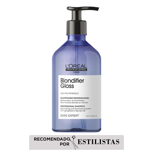 L’Oréal Professionnel Blondifier Shampoo Gloss 500ml – Limpieza y brillo luminoso para cabello y pelo rubio o con mechas.