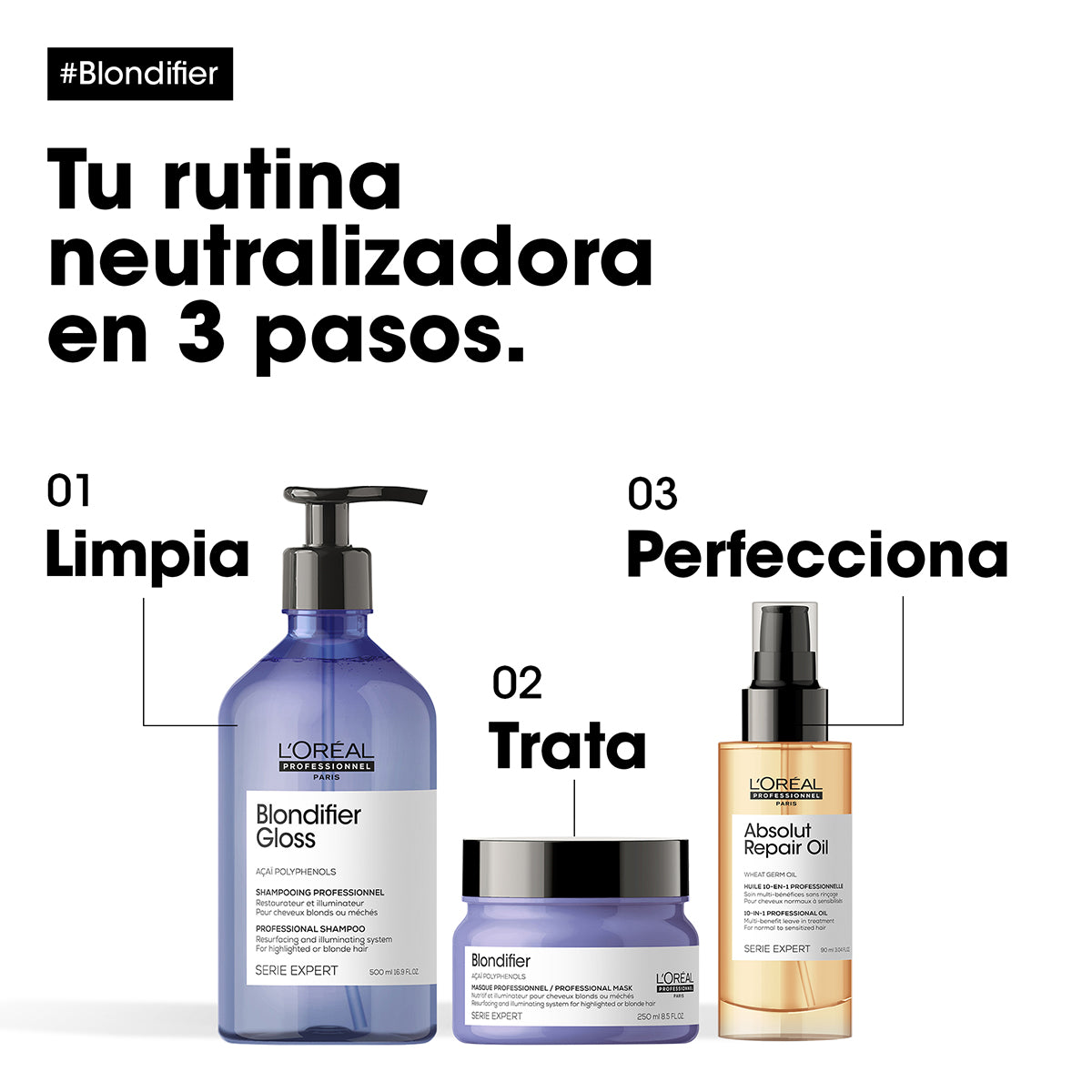 L’Oréal Professionnel Blondifier Shampoo Gloss 500ml – Limpieza y brillo luminoso para cabello y pelo rubio o con mechas.