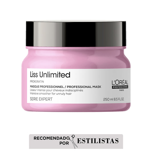 L’Oréal Professionnel Liss Unlimited Mascarilla 250ml – Nutrición profunda y control antifrizz para cabello rebelde.