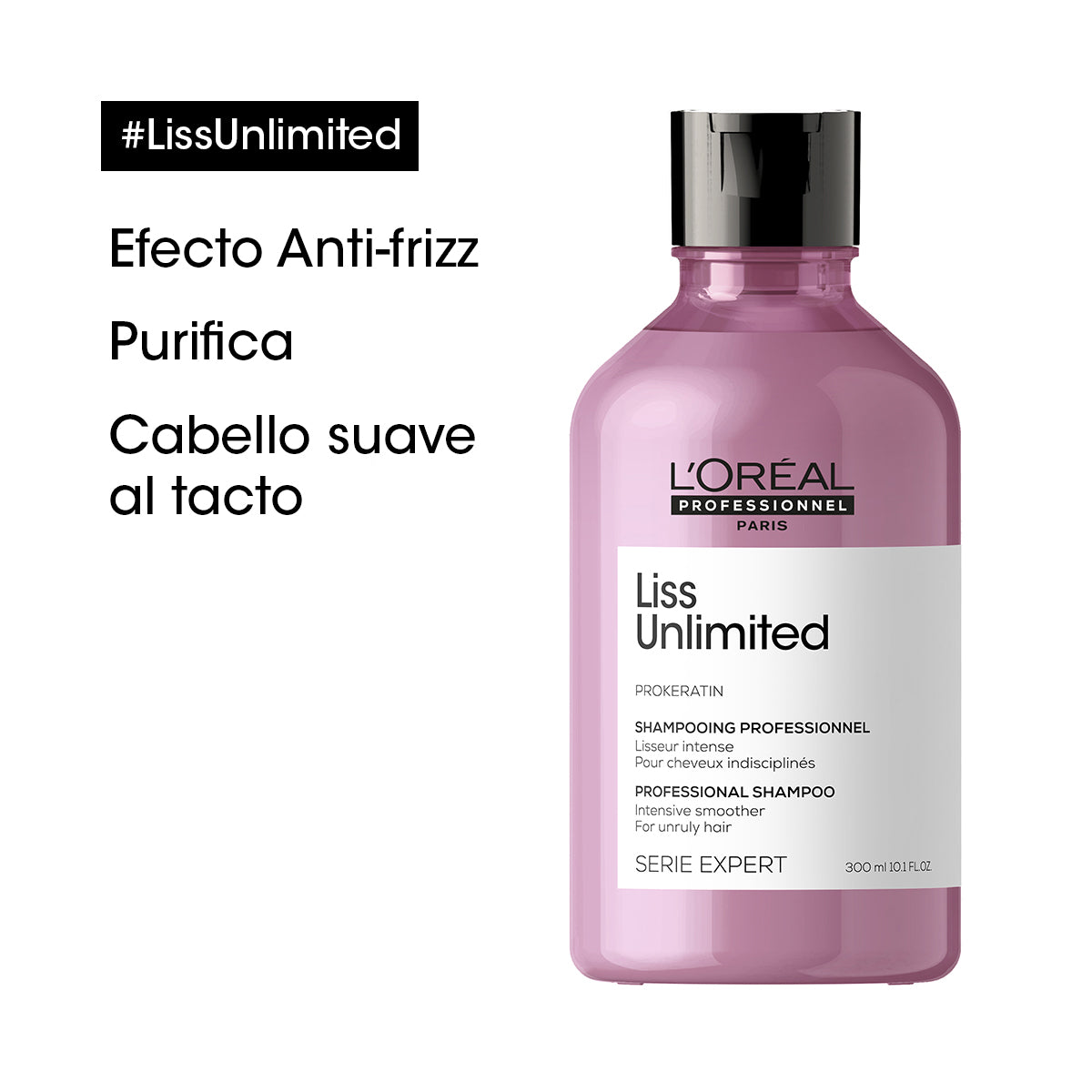 L’Oréal Professionnel Liss Unlimited Shampoo 300ml – Control antifrizz y suavidad para cabello rebelde, encrespado y pelo difícil de manejar.