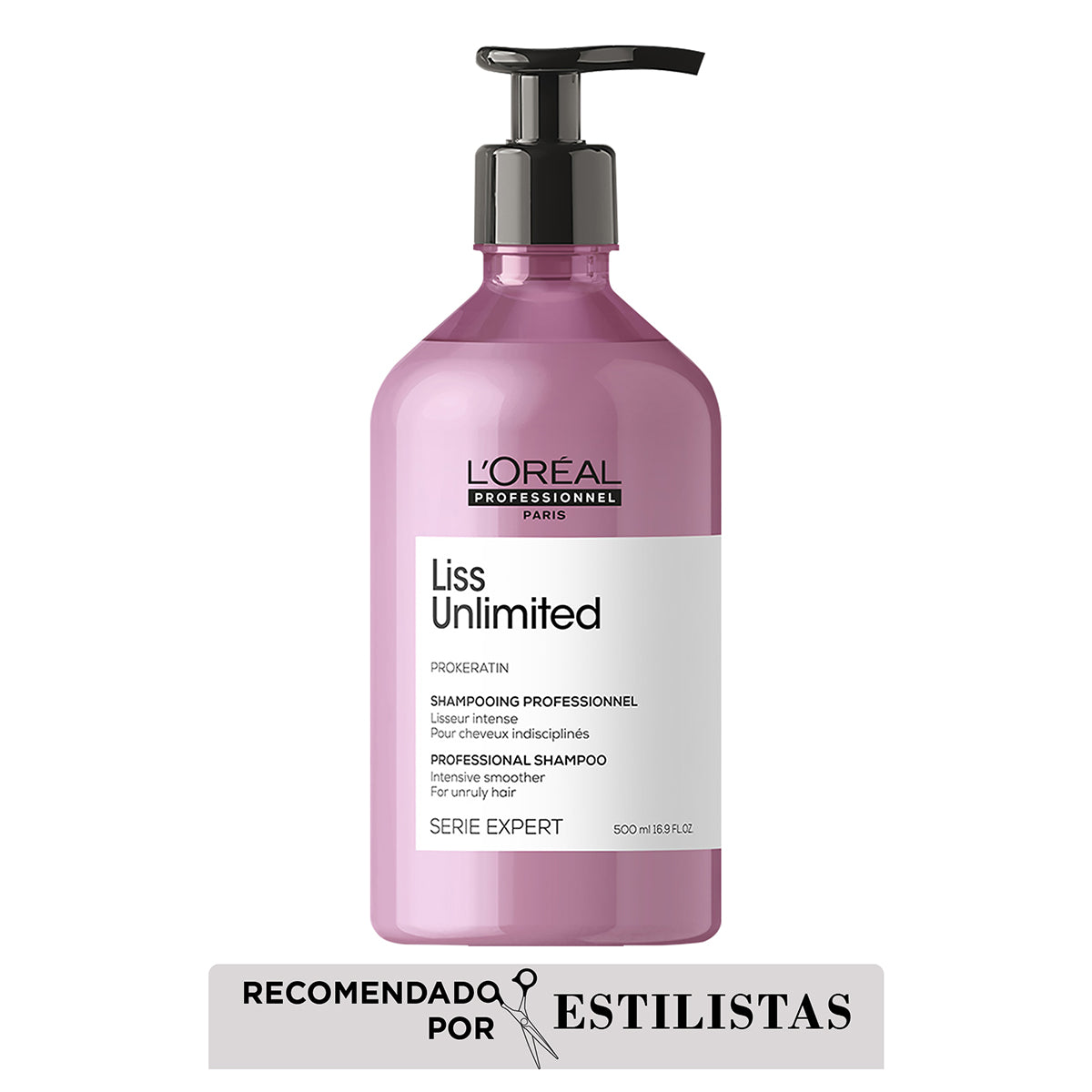 L’Oréal Professionnel Liss Unlimited Shampoo 500ml – Control antifrizz y suavidad de larga duración para cabello rebelde.