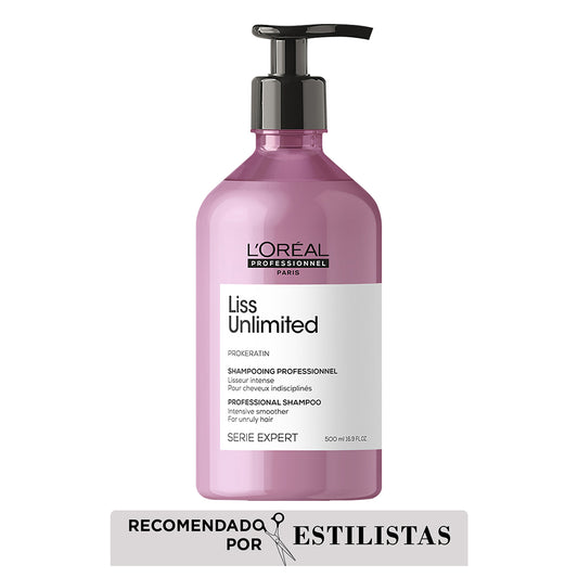 L’Oréal Professionnel Liss Unlimited Shampoo 500ml – Control antifrizz y suavidad de larga duración para cabello rebelde.