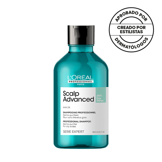 L’Oréal Professionnel Scalp Advanced Shampoo Anti Grasa 300ml – Limpieza purificante y control del sebo en el cuero cabelludo | Tatán Peluquería Colombia