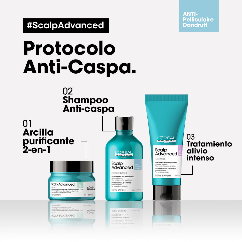 L’Oréal Professionnel Scalp Advanced | Shampoo Anticaspa 300ml Limpieza Purificante y Equilibrio del Cuero Cabelludo