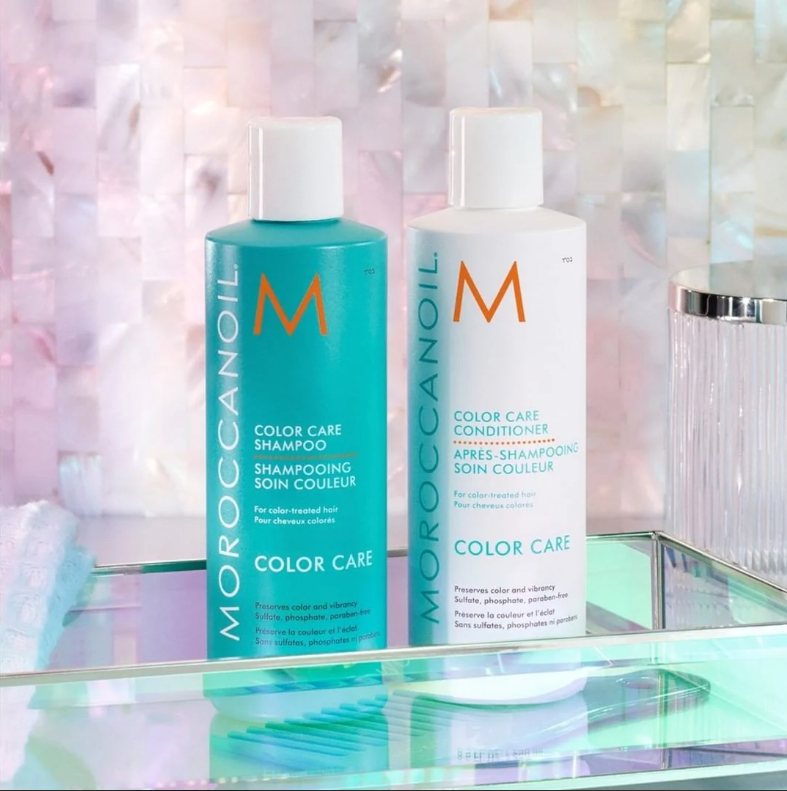 Moroccanoil Color Care Duo 250ml – Shampoo y acondicionador con aceite de argán para proteger y prolongar el color del cabello. Distribuidor autorizado Tatán Peluquería Colombia.