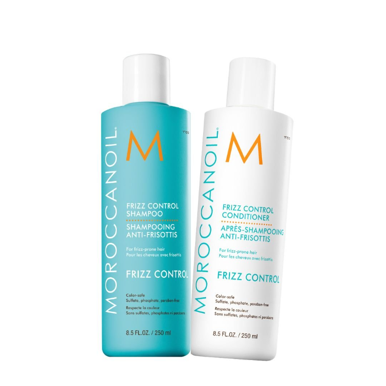 Moroccanoil Frizz Control Duo 250ml – Shampoo y acondicionador con aceite de argán para controlar el frizz y la humedad. Distribuidor autorizado Tatán Peluquería Colombia