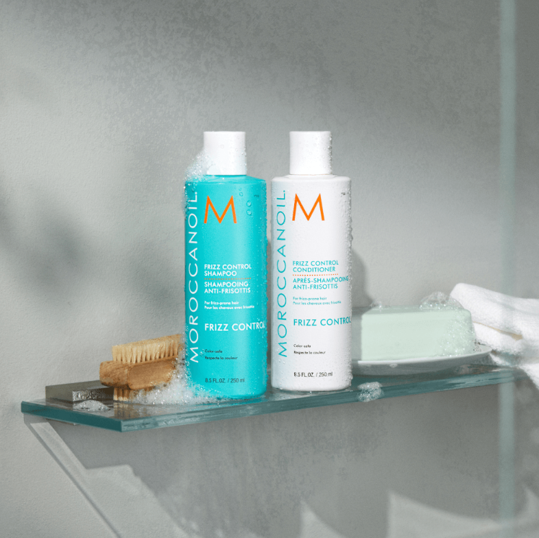 Moroccanoil Frizz Control Duo 250ml – Shampoo y acondicionador con aceite de argán para controlar el frizz y la humedad. Distribuidor autorizado Tatán Peluquería Colombia