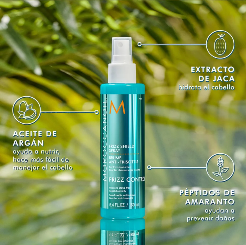 Moroccanoil Frizz Control Spray 160ml – Spray antifrizz y protector antihumedad con aceite de argán. Distribuidor autorizado Tatán Peluquería Colombia