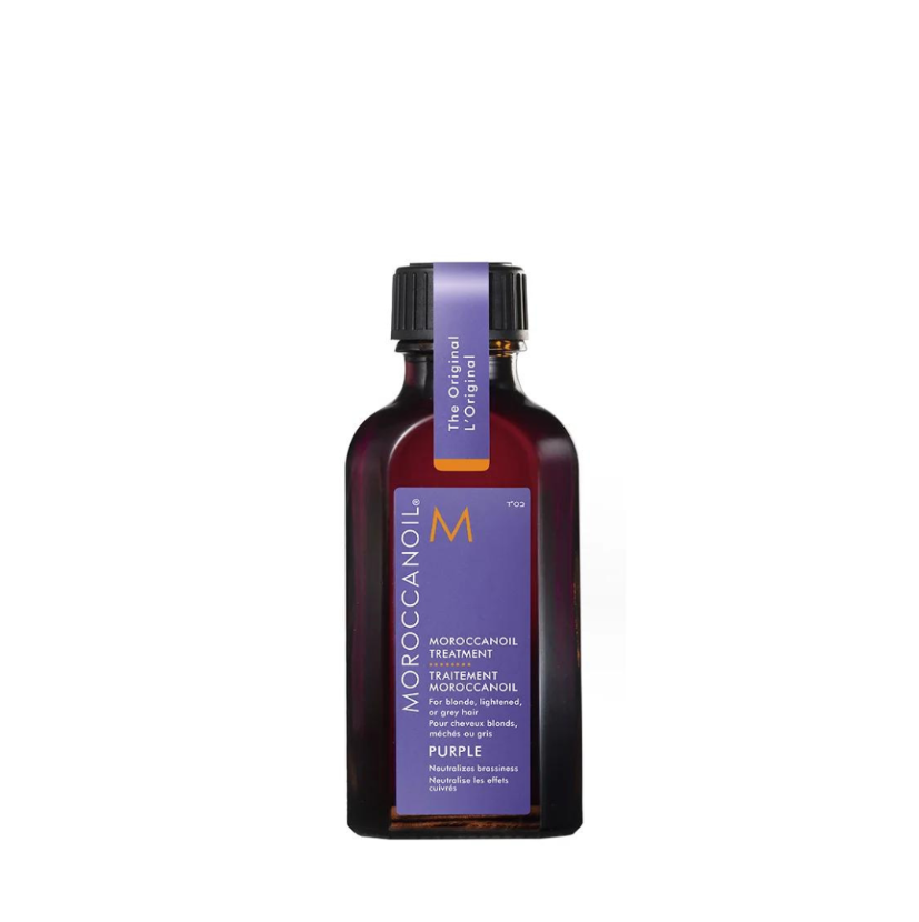 Moroccanoil Purple Treatment 50ml – Aceite capilar con pigmento violeta para neutralizar tonos cobrizos o amarillos. Distribuidor autorizado Tatán Peluquería Colombia1
